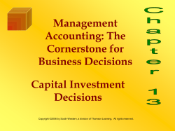 Capital Investment Decisions Chapter 13 Management Accounting