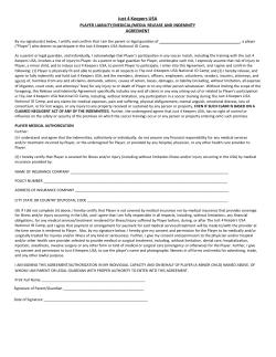 player liability, medical, media release and