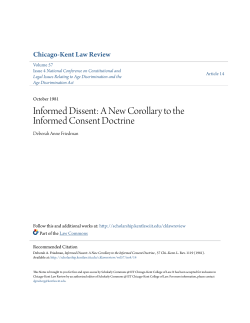 Informed Dissent: A New Corollary to the Informed Consent Doctrine