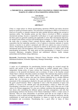 A THEORETICAL ASSESSMENT OF CHINA`S RATIONAL CHOICE