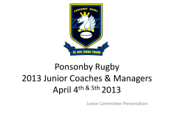 Ponsonby District Rugby Football Club (Inc) 2013 Coaches