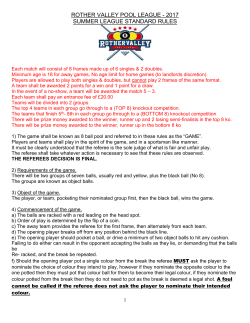 ROTHER VALLEY POOL LEAGUE 2009/2010