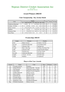 2002-03 NDCA Player Awards - Nepean District Cricket Association
