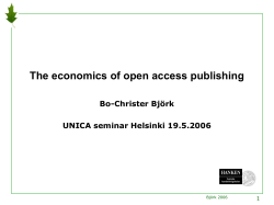 The economics of open access publishing - UNICA