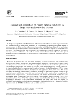 Hierarchical generation of Pareto optimal solutions in large