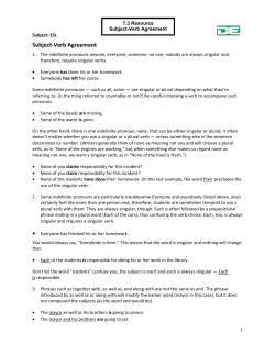 7.3 Resource - Subject-Verb Agreement