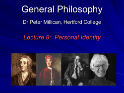 Personal Identity - Philosophy at Hertford College
