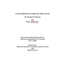 ANTICOMPETITIVE PRICING PRACTICES By Thomas R. Sheran