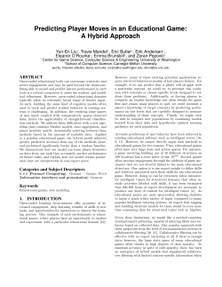 Predicting Player Moves in an Educational Game