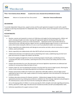JOB PROFILE Position # Date: April 5, 2017 Title: Youth Services
