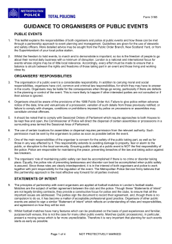 Form 3168 - Guidance to Organisers of Public Events