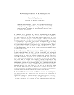 NP-completeness: A Retrospective