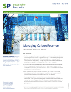 Managing Carbon Revenue - Sustainable Prosperity
