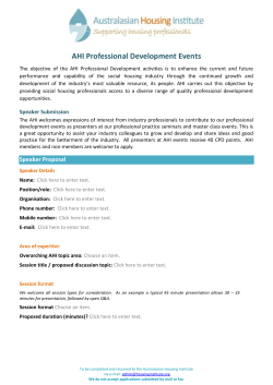 Speaker Proposal - Australasian Housing Institute