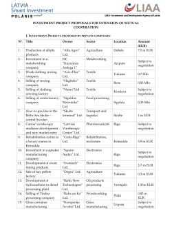 Investment project proposals for extension of mutual cooperation