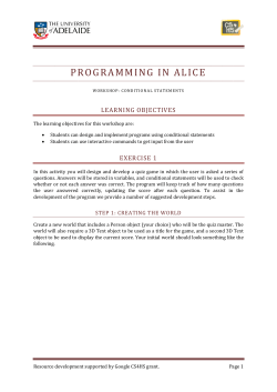 PROGRAMMING PROGRAMMING IN ALICE IN ALICE