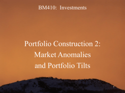 Market Anomolies and Portfolio Tilts 8Nov05