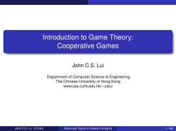 Introduction to Game Theory: Cooperative Games