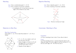 Matching Bipartite Matching Reduction to Max