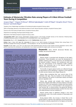 Estimate of Glomerular Filtration Rate among Players of A West