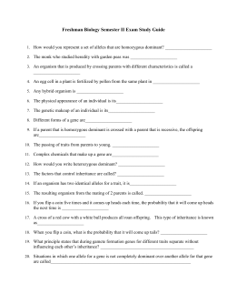 Freshman Biology Semester II Exam Study Guide