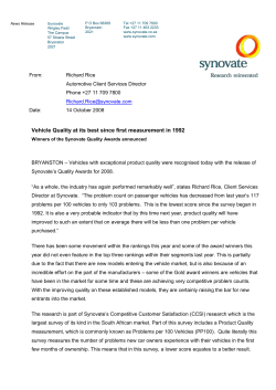 News Release_Vehicle Quality at its best since first
