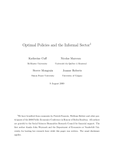 Optimal Policies and the Informal Sector1