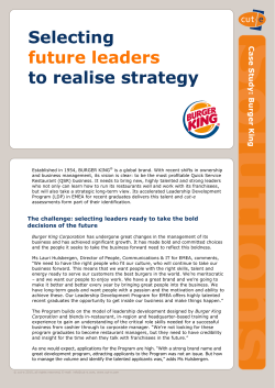 2015 Burger King Selecting future leaders to realise strategy - cut-e