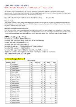 2017 SPRINTERS LEAGUE NEXT EVENT ROUND 4 &ndash; SATURDAY