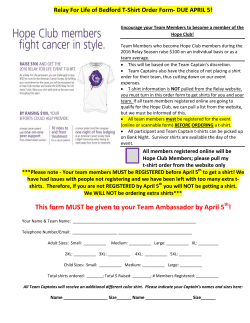 This form MUST be given to your Team Ambassador