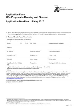 Application Form - ZHAW Z&uuml;rcher Hochschule f&uuml;r Angewandte