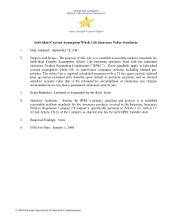 Individual Current Assumption Whole Life Insurance Policy Standards