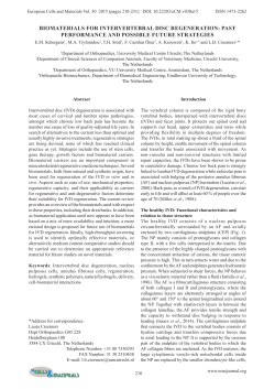biomaterials for intervertebral disc regeneration
