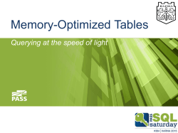 Minimum Specs In-Memory tables