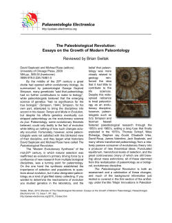 Palaeontologia Electronica The Paleobiological Revolution: Essays