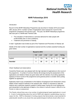 NIHR Fellowships Round 9 Chair`s Report