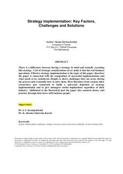 Strategy Implementation: Key Factors, Challenges and Solutions