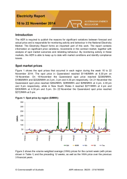 Electricity Report 16 - 22 November 2014