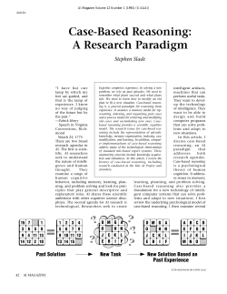 Case-Based Reasoning: A Research Paradigm