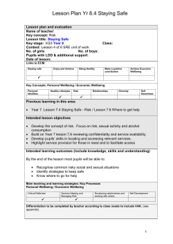 Risk Staying Safe - Bolton Healthy Schools