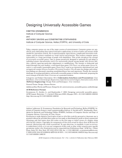 Designing Universally Accessible Games - FORTH-ICS