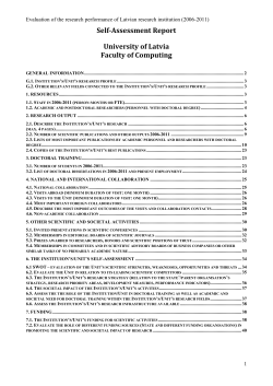 Self Assessment Report