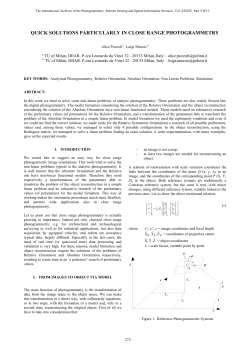 quick solutions particularly in close range photogrammetry