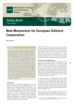 New Momentum for European Defence Cooperation