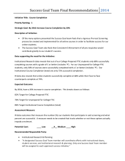 Success Goal Team Final Recommendations