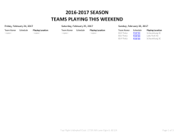 2016-2017 season teams playing this weekend