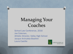 Managing Your Coaches