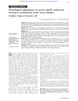 Physiological adaptations to soccer specific endurance training in