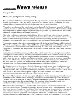January 28, 2003 Alberta plays global game with winning strategy