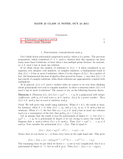 MATH 25 CLASS 15 NOTES, OCT 24 2011 Contents 1. Polynomial